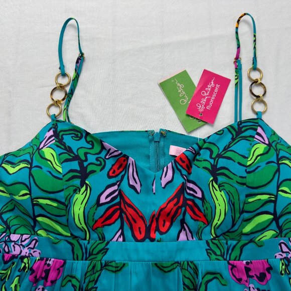 NWT Beautiful Lilly Pulitzer Joanna Maxi Dress HTF Size14 Gold Details on Straps - Picture 6 of 14